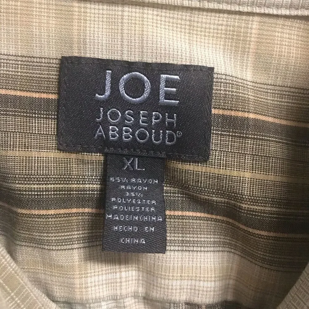 JOE by Joseph Abboud  XL button down tan plaid EUC